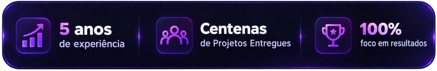 5 anos de experiência, centenas de projetos entregues, 100% foco em resultados
