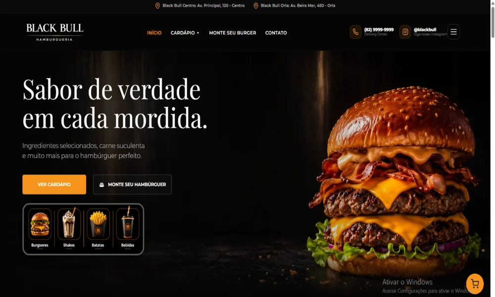 Site Black Bull Hamburgueria (desktop)