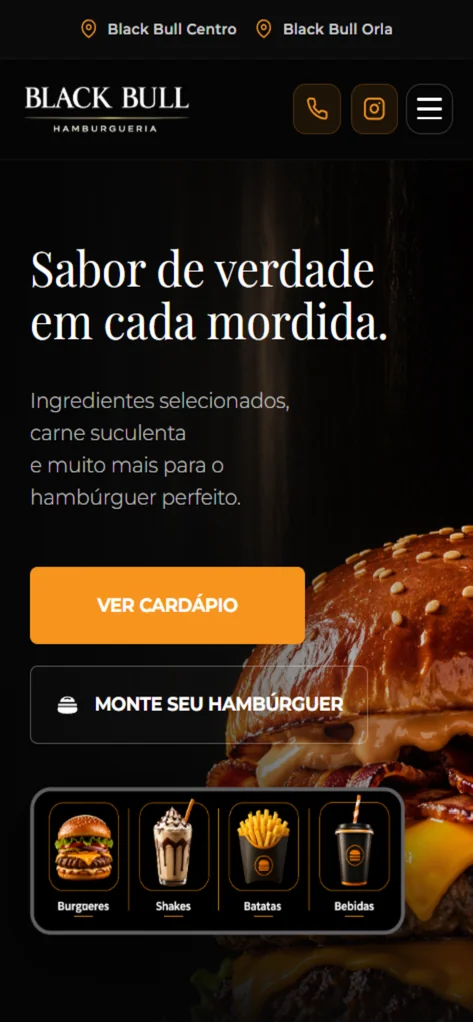 Site Black Bull Hamburgueria (mobile)
