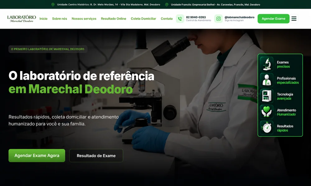 Prévia do site Laboratório Marechal